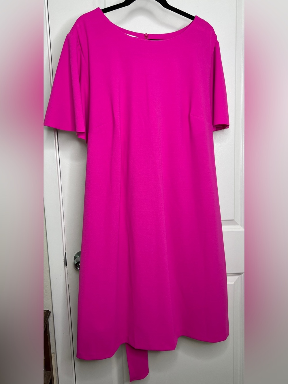 Donna Morgan Pink Flutter Sleeve Fit and Flare Midi Dress Size 24W Wedding Guest